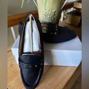 Corso Como Bashia Black Leather Flats Loafers with Rivets ~ Women's Size 9.5